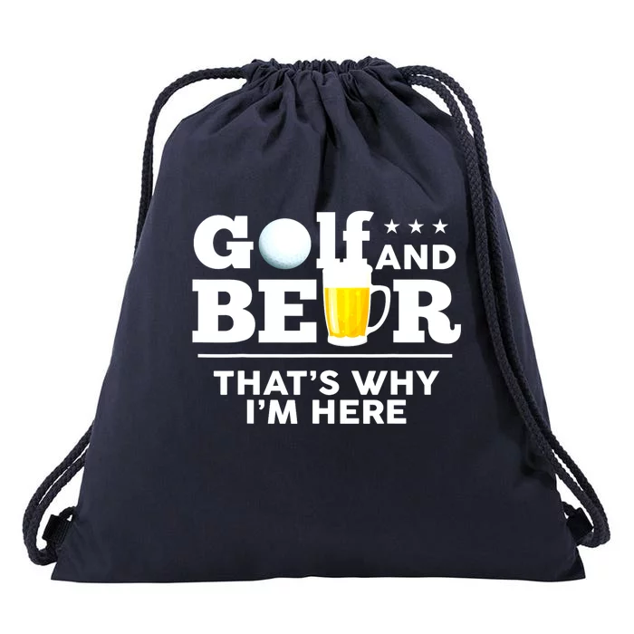 Funny Fathers Day Golf And Beer Joke Dad Drinking Birthday Gift Drawstring Bag