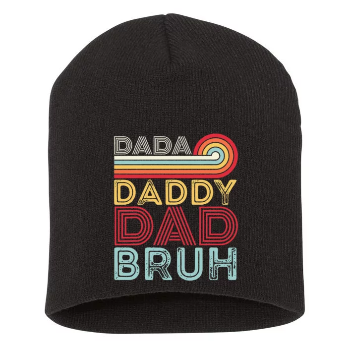 Funny Fathers Day Retro Design Vintage Outfit For Dad Father Short Acrylic Beanie