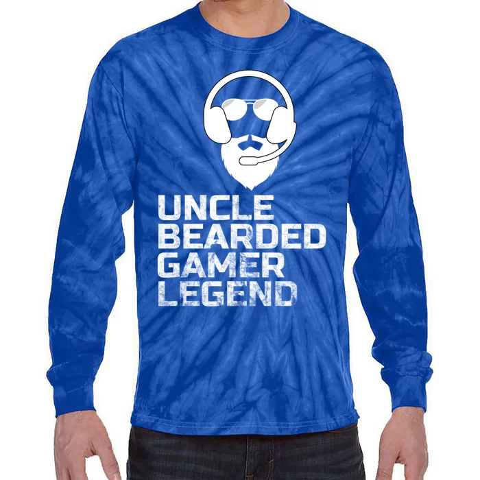 Funny Fathers Day Gaming Gift For Uncle Bearded Uncle Gamer Gift Tie-Dye Long Sleeve Shirt