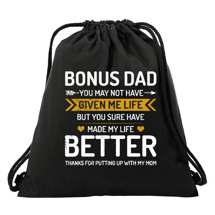 Funny FatherS Day Bonus Dad Gifts From Daughter Son Wife Drawstring Bag