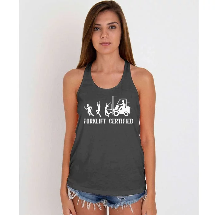 Funny Forklift Driver Operator Forklift Certified Forklift Women's Knotted Racerback Tank