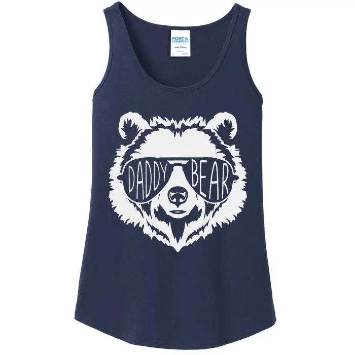 Funny Fathers Day Daddy Bear Face With Sunglasses Ladies Essential Tank