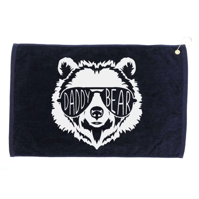 Funny Fathers Day Daddy Bear Face With Sunglasses Grommeted Golf Towel