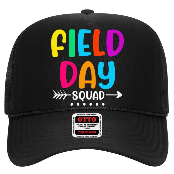 Field Fun Day Squad School Trip Vibes Teachers High Crown Mesh Trucker Hat