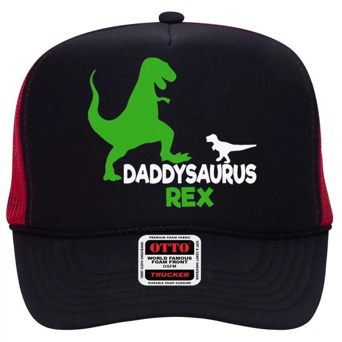 Funny Fathers Day Gift Idea Daddysaurus Rex High Crown Mesh Trucker Hat