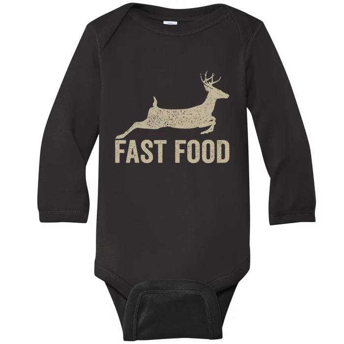 Fast Food Deer Hunter Funny Hunting Baby Long Sleeve Bodysuit