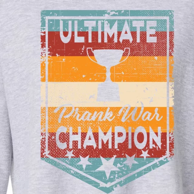 Funny Fathers Day Prank War Champion Winner Trophy Dad Jokes Gift Cropped Pullover Crew