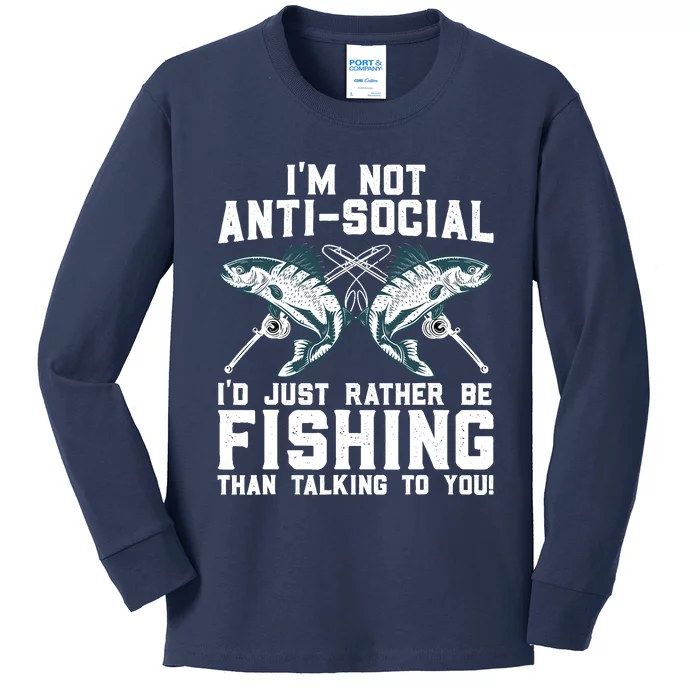 Funny Fishing Design For  Wo Fisherman Fishing Lover Kids Long Sleeve Shirt