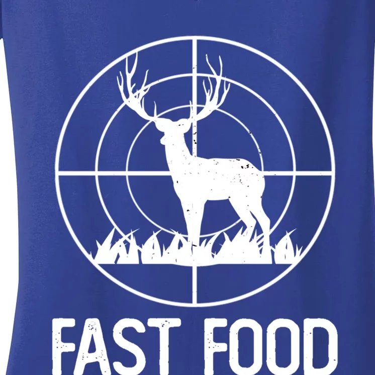 Fast Food Deer Funny Hunting Gift For Rifle Hunters Gift Women's V-Neck T-Shirt