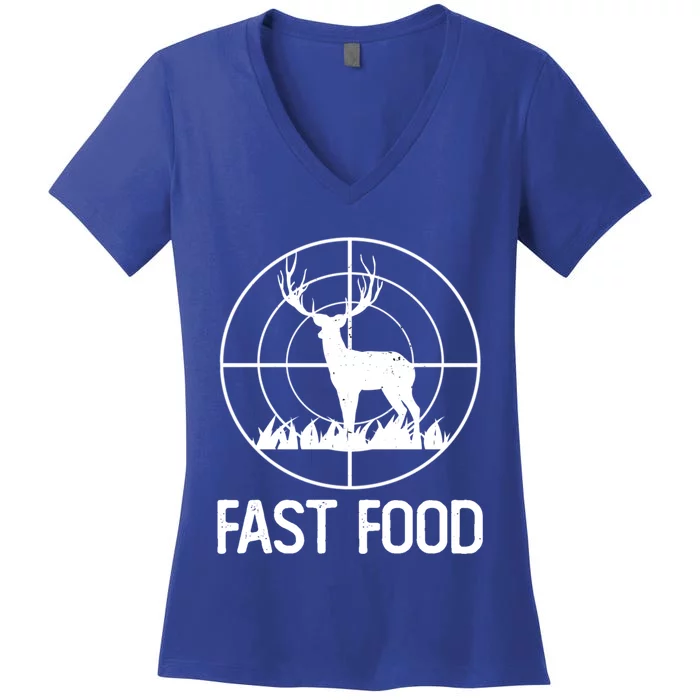 Fast Food Deer Funny Hunting Gift For Rifle Hunters Gift Women's V-Neck T-Shirt