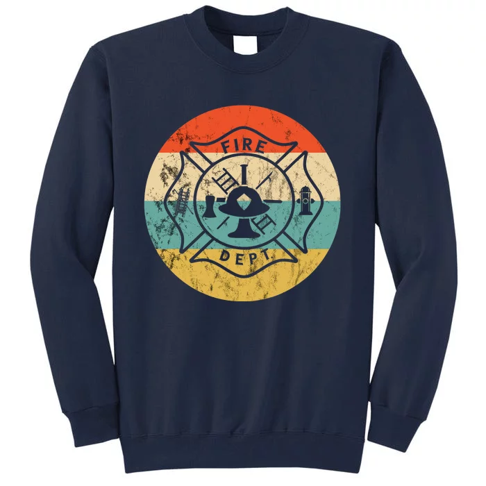 Fireman Fire Department Retro Vintage Firefighter Logo Tall Sweatshirt