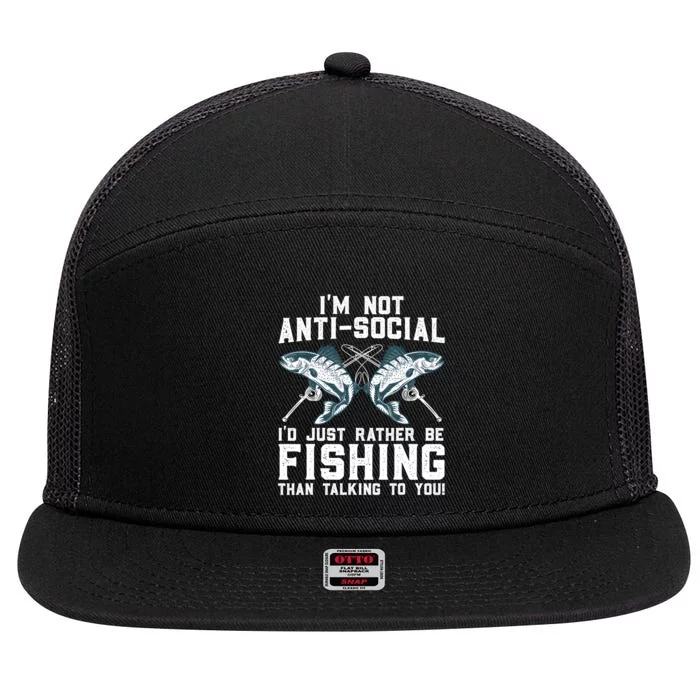 Funny Fishing Design For Men Women Fisherman Fishing Lover 7 Panel Mesh Trucker Snapback Hat