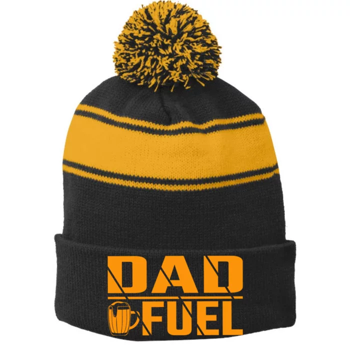 Funny Father's Day T Stripe Pom Pom Beanie