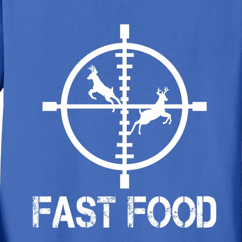 Fast Food Deer Hunting Funny Hunter Tee Cute Gift Kids Long Sleeve Shirt