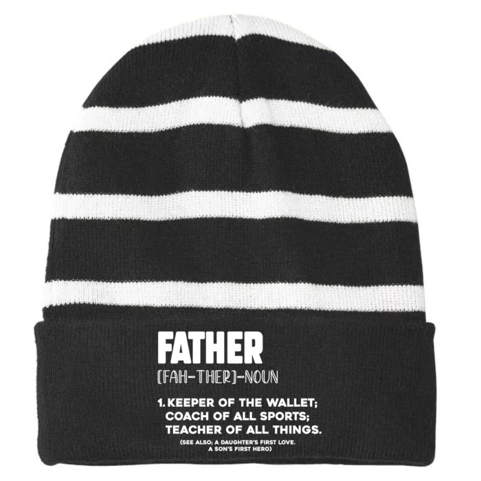 Funny Father's Day T Striped Beanie with Solid Band