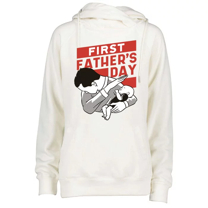 First Father's Day Dab Womens Funnel Neck Pullover Hood