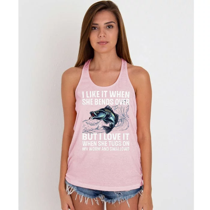 Funny Fishing Design For Women Fishing Fish Fisherman Women's Knotted Racerback Tank