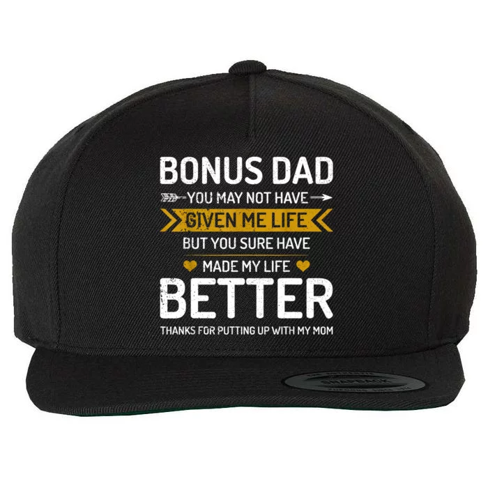 Funny Fathers Day Bonus Dad Gifts From Daughter Son Wife Wool Snapback Cap