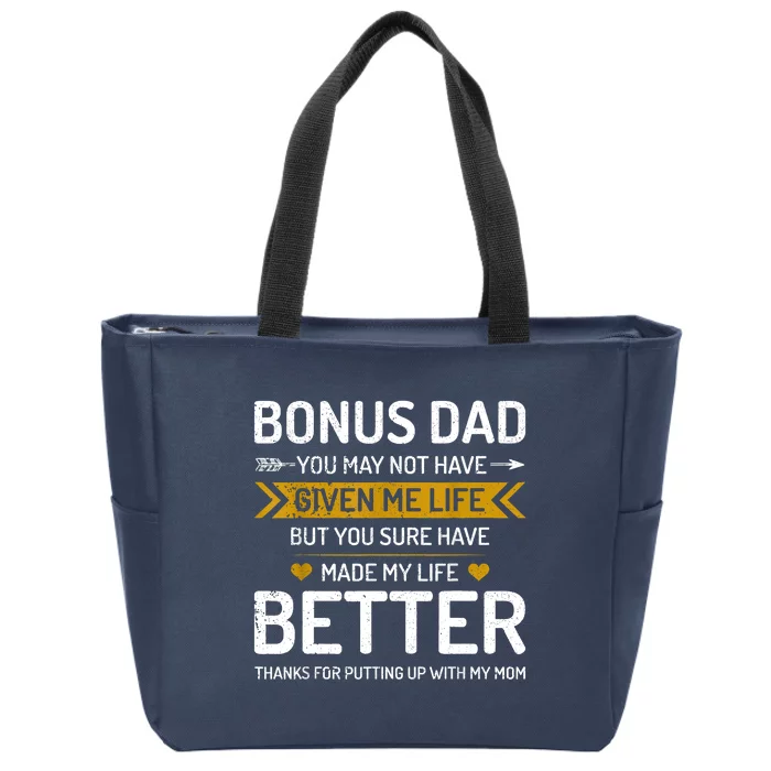 Funny Fathers Day Bonus Dad Gifts From Daughter Son Wife Zip Tote Bag