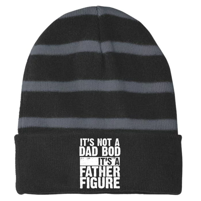 Father Figure Dad Bod Funny Meme Striped Beanie with Solid Band