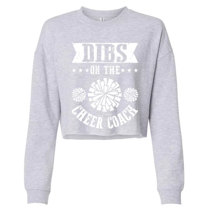 Funny Football Dibs On The Cheer Coach Pom Poms Cropped Pullover Crew