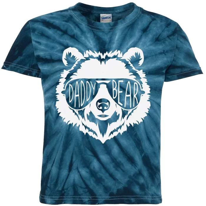 Funny Father's Day Daddy Bear Face With Sunglasses Kids Tie-Dye T-Shirt