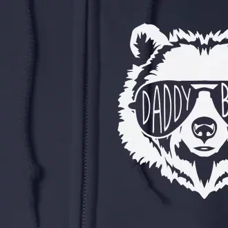 Funny Father's Day Daddy Bear Face With Sunglasses Full Zip Hoodie