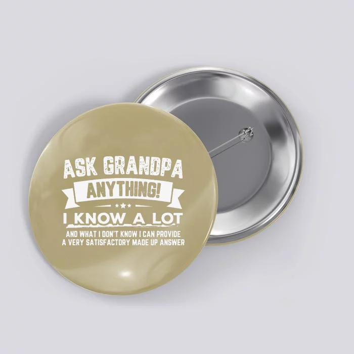 Funny Fathers Day Gift 60th Ask Grandpa Anything Button