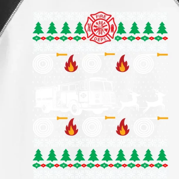 Firefighter Fire Dept Ugly Christmas Funny Xmas Pajama Funny Gift Toddler Fine Jersey T-Shirt