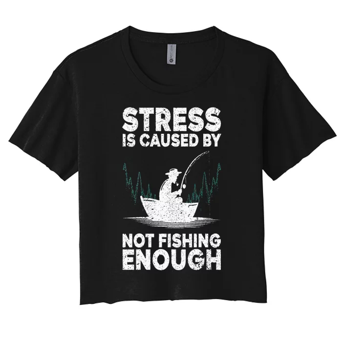 Funny Fishing Design For Men Women Bass Fly Fishing Lovers Women's Crop Top Tee