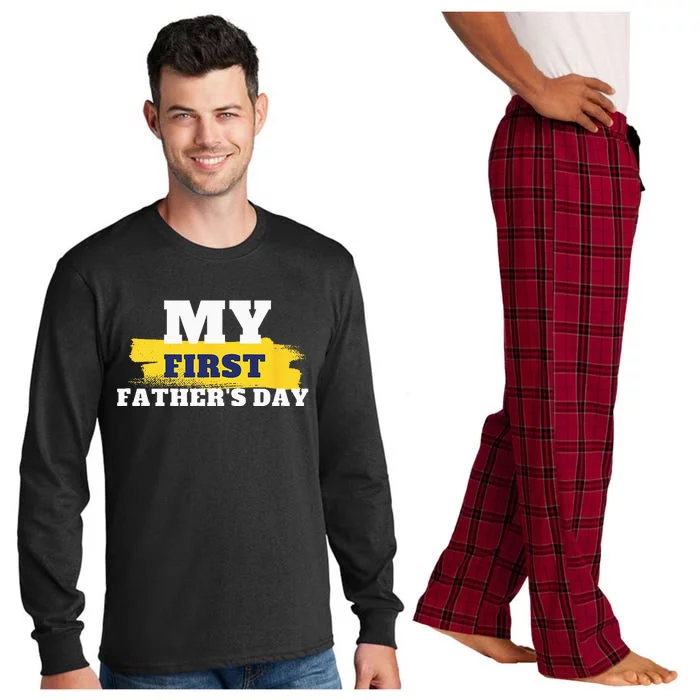 First Fathers Day Tee First Time Dad Father Gift Long Sleeve Pajama Set