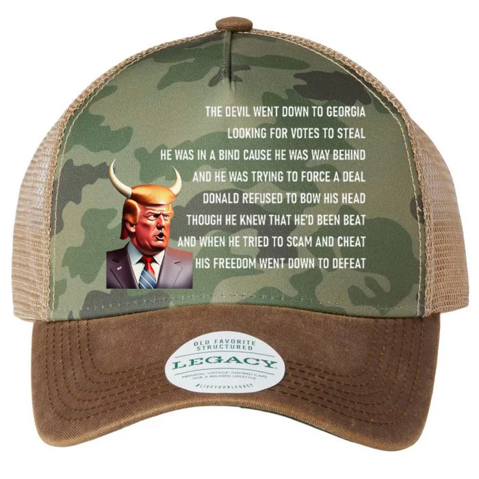 Funny Funny Devil As Donald Trump Went Down To Georgia Riff Legacy Tie Dye Trucker Hat