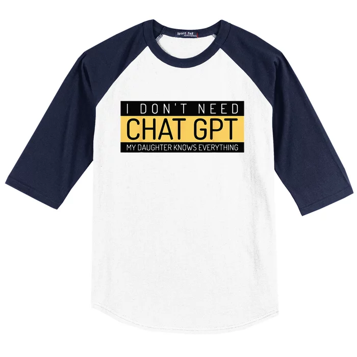 Funny Fathers Day Nerd Gift From Daughter To Dad Chat GPT Baseball Sleeve Shirt