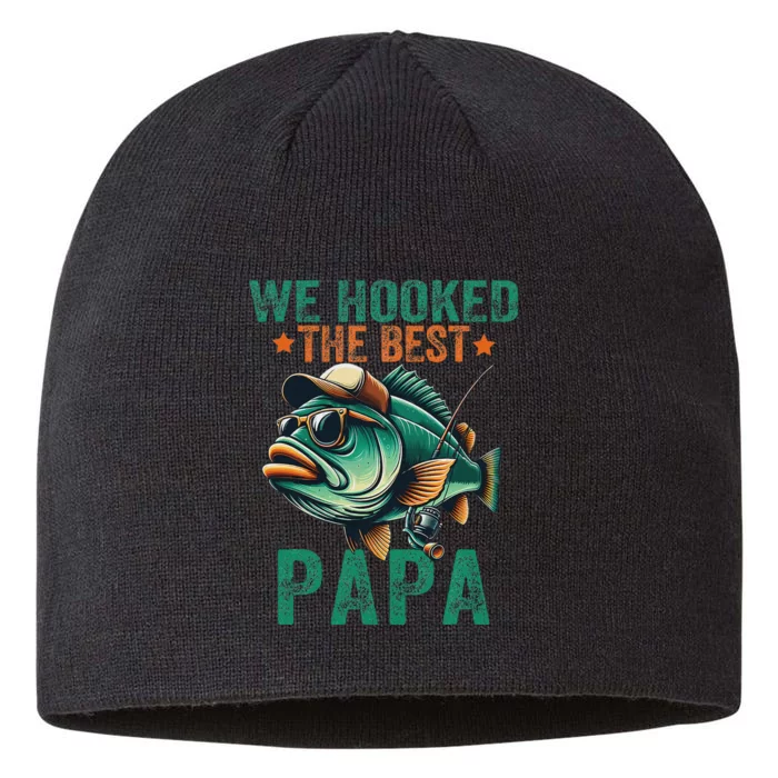 Funny Fisherman Dad We Hooked The Best Papa 8 1/2in Sustainable Knit Beanie