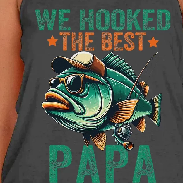 Funny Fisherman Dad We Hooked The Best Papa Women's Knotted Racerback Tank