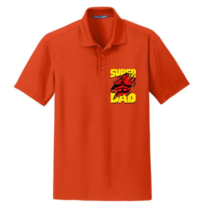 Funny Fatherss Day Dads Birthday Super Dad Hero For Dad Dry Zone Grid Performance Polo