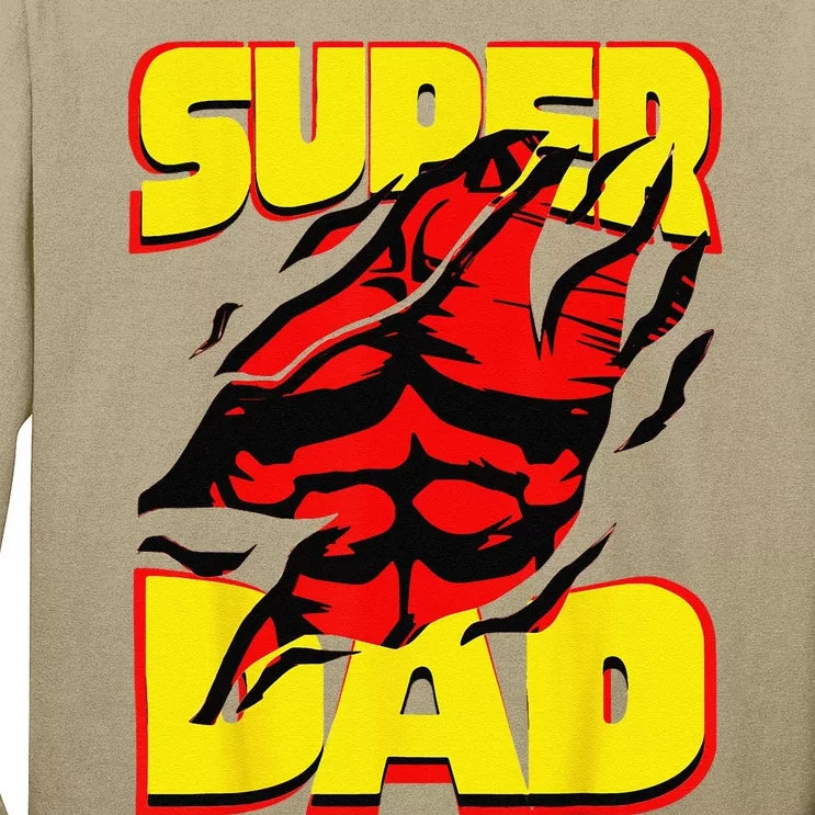 Funny Fatherss Day Dads Birthday Super Dad Hero For Dad Long Sleeve Shirt