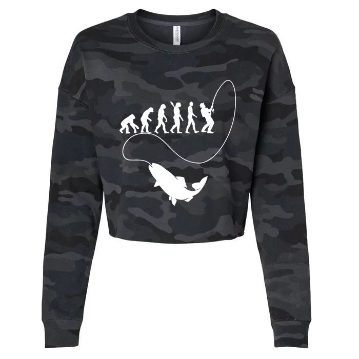 Fisherman fishing evolution Cropped Pullover Crew