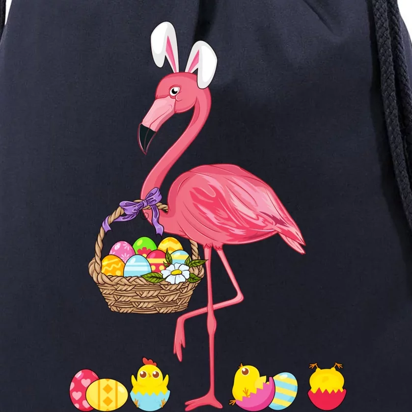 Funny Flamingo Easter Bunny Eggs Easter Gift Drawstring Bag