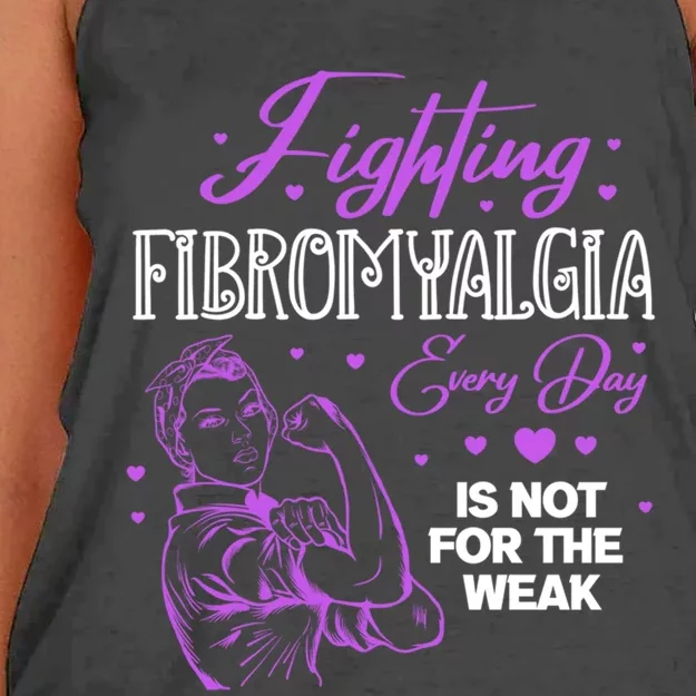 Fighting Fibromyalgia Every Day Is Not For The Weak Fibro Gift Women's Knotted Racerback Tank