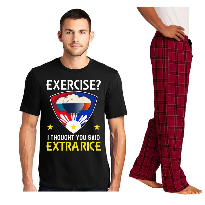 Filipino Food Extra Rice Exercise Philippine Funny Pinoy Pajama Set