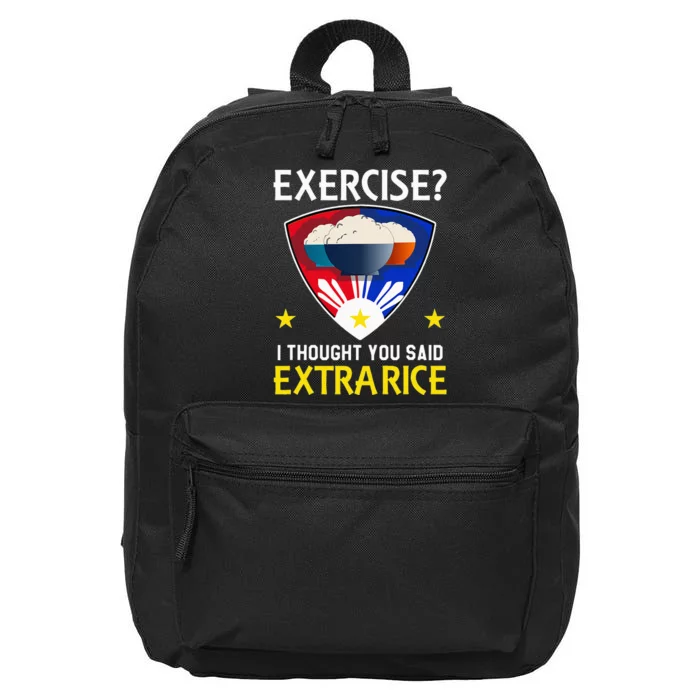 Filipino Food Extra Rice Exercise Philippine Funny Pinoy 16 in Basic Backpack