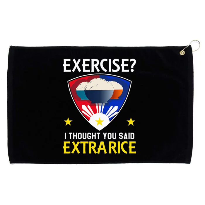 Filipino Food Extra Rice Exercise Philippine Funny Pinoy Grommeted Golf Towel