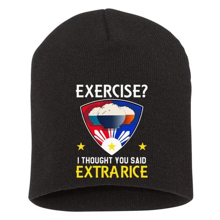 Filipino Food Extra Rice Exercise Philippine Funny Pinoy Short Acrylic Beanie