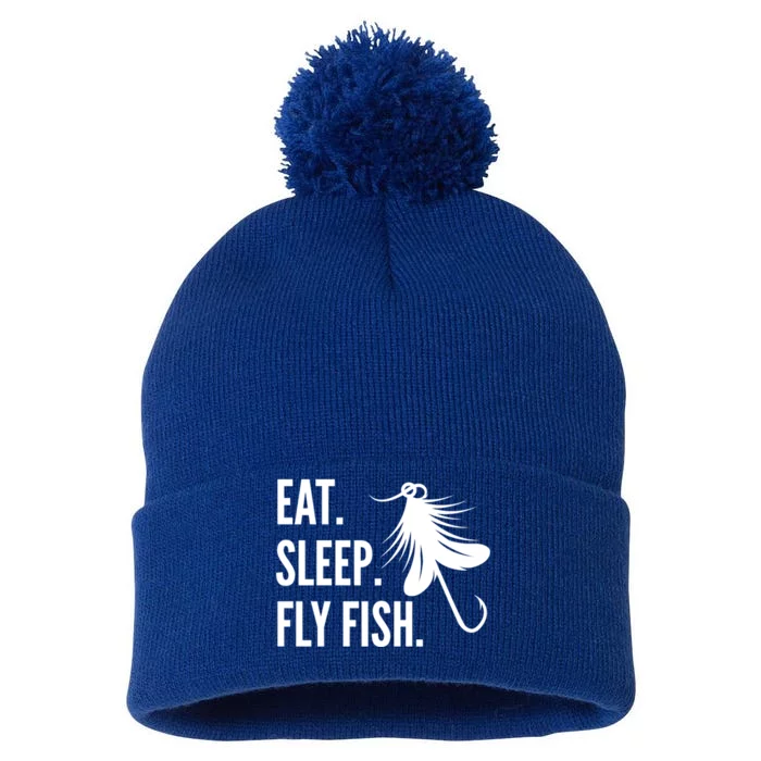 Fly Fishing Eat Sleep Fly Fish Gift Pom Pom 12in Knit Beanie