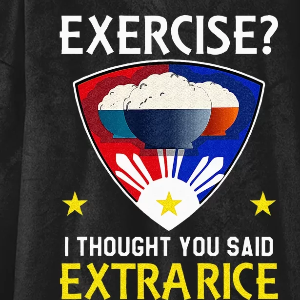 Filipino Food Extra Rice Exercise Philippine Funny Pinoy Hooded Wearable Blanket