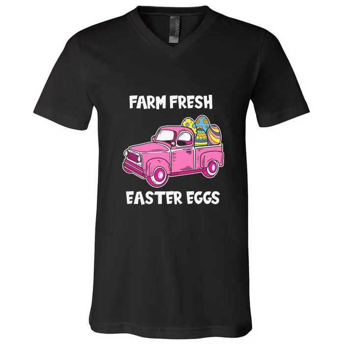 Farm Fresh Eatser Eggs Easter Day Gift Funny Egg V-Neck T-Shirt