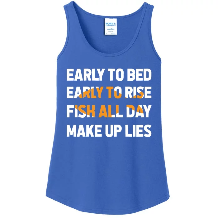 Funny Fishing Early To Bed Early To Rise Fish All Day Make Up Lies Ladies Essential Tank