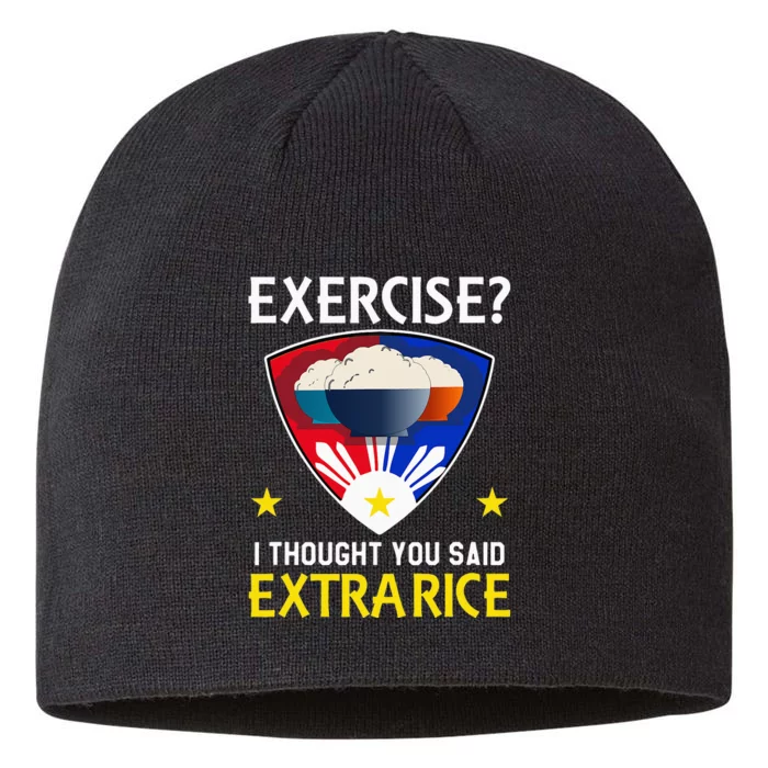 Filipino Food Extra Rice Exercise Philippine Funny Pinoy 8 1/2in Sustainable Knit Beanie