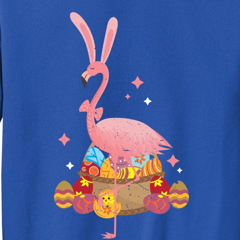 Funny Flamingo Easter Bunny Easter Egg Basket Gift Tall Sweatshirt